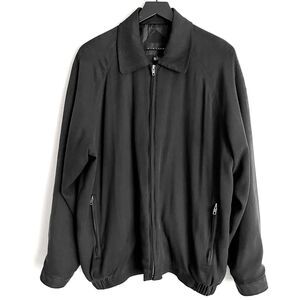 Baracuta Mens Silk Herringbone  Bomber Jacket Size L Black